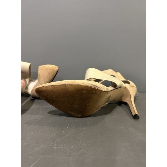 Aldo Gweasen Nude Suede Leather Strap Zipper Heels Women’s Size‎ 8 - Picture 3 of 7